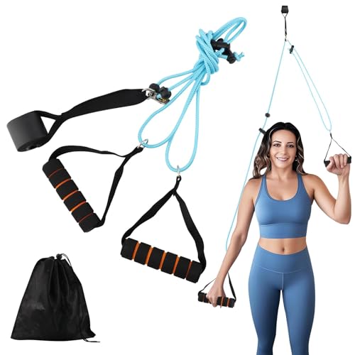 Shoulder Pulley Over The Door Overhead Shoulder Pulley Arm Exercise Equipment Arm Rehabilitation Over Head Pulle-y System for Recovery Flexibility Stretching Increase Mobility(Color:Black+Blue)
