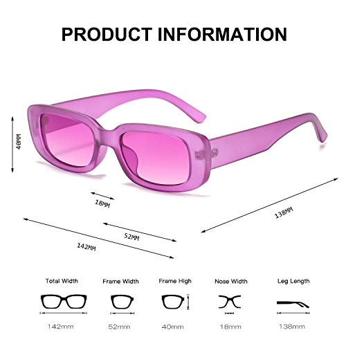 Image of BUTABY Rectangle Sunglasses for Women Retro Driving Glasses 90's Vintage Fashion Narrow Square Frame UV400 Protection