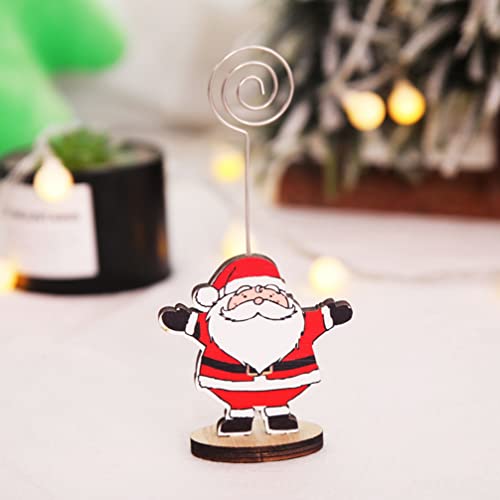 Christmas Place Cart Card Metal Papel De Madeira Clipe Santa Snowman Elk Pinguim Mesa Nome Cartão Ca