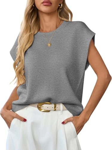 Image of GREAIDEA Womens Sleeveless Sweater Vest Crewneck Cap Sleeve Knit Tops Trendy 2026 Summer Spring Business Casual Shirts
