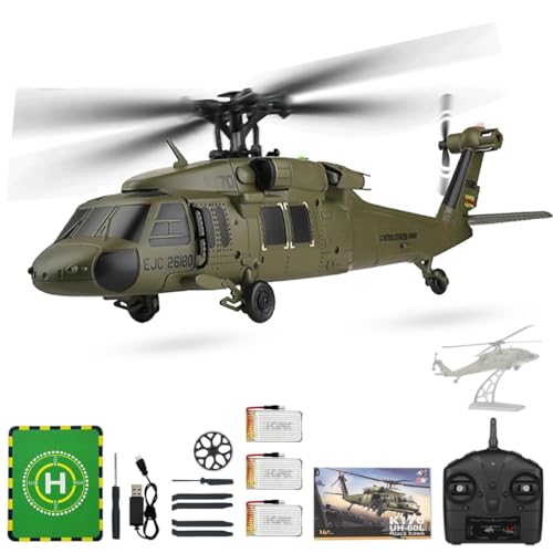 Image of SOLIAXDIY WL K170 RC Helicopter, 1:28 Scale BK Hawk UH-60L 4CH Flybarless Remote Control Helicopter Model with Brushless Motor & Altitude Hold, for Adults & Beginners