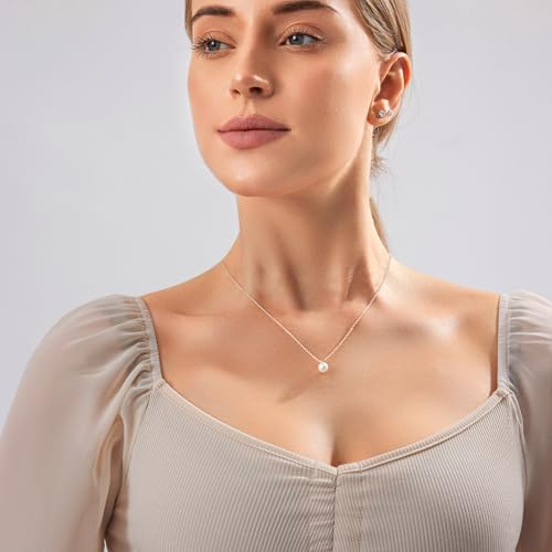 Image of Zeffy Gold Pearl Necklace for Women, Dainty 14K Gold /Silve Plated Layered Pearl Choker Pearl Earrings Pearl Bracelets Wedding Trendy Gold Jewelry Set for Women Gifts