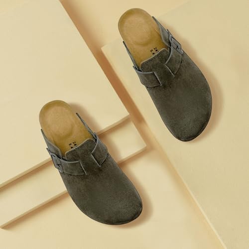 Image of Kids Suede Clogs Boys Girls Sandals Cork Footbed Toddler Slip-on Slippers Indoor Outdoor Cute Sandals Classic Adjustable Buckle