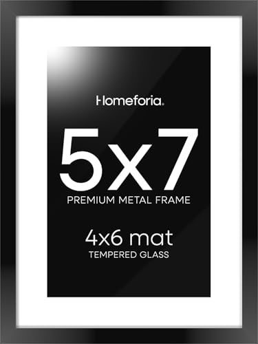 Homeforia 5x7 Black Metal Frame with Mat and Wall Kit