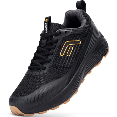 FitVille Men Trail Running Shoes Extra Wide Shoes for Men, Mountain Trail Runner Sneakers, Cushion Walking, Jogging, Plantar Fasciitis