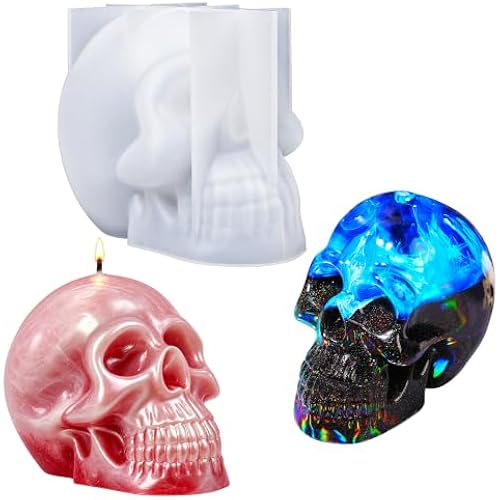 LET'S RESIN Silicone 3D Large Skull Shape Molds, Skeleton Skull Epoxy Resin Mold for Candle Making, Home Decor, Outdoor, Resin Casting Art Crafts