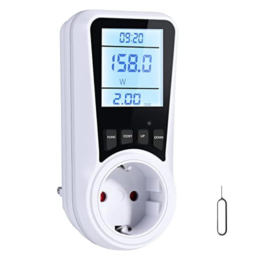 Vinabo Medidor de consumo eléctrico, contador de potencia de consumo de corriente, 16 A/3680 W, medidor de potencia con pantalla LCD, 7 modos de monitoreo, protección contra sobrecarga