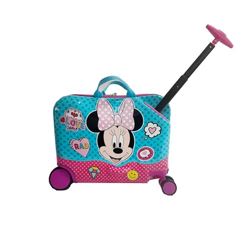 Disney Minnie Mouse Ride on Suitcase for Kids, 18'' Toddler Carry-On Luggage With Wheels, Cute Lightweight Kids Travel Suitcase Trolley2