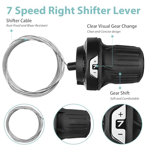 Relwears 7 Speed Shifter Lever, SL-RV200-7R Bicycle Right Twist Shifter Lever for Mountain Bike Commuter Bike Road Bike