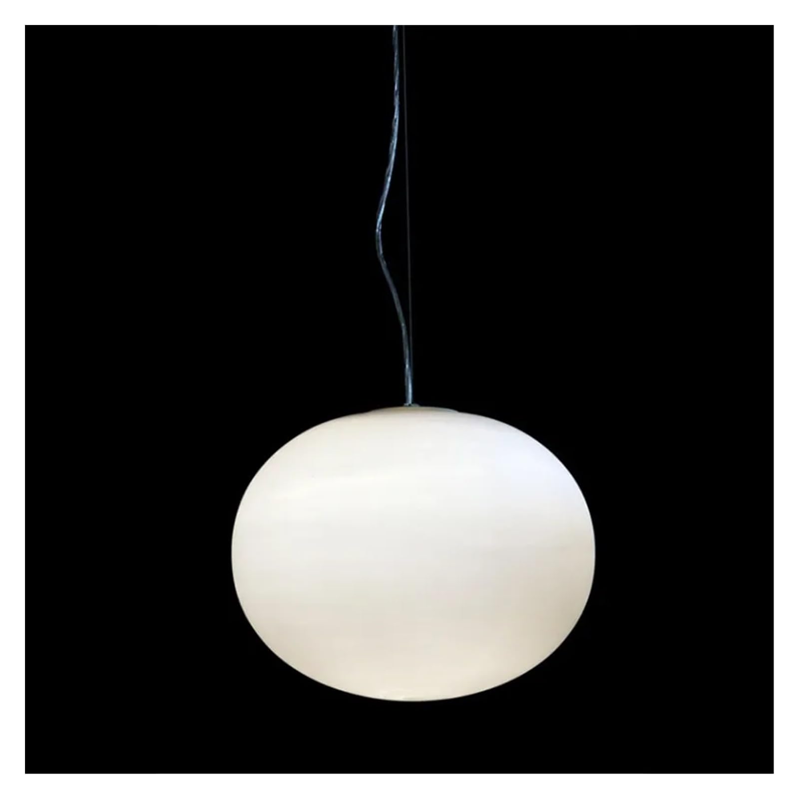 Nowoczesna lampa wisząca H5 - biała szklana kula, proste mleczne owalne oświetlenie LED, okrągła płaska lampa kablowa (D45CM)