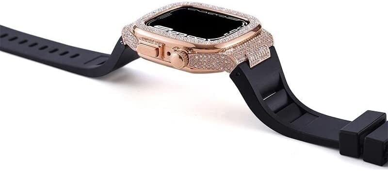 Boîtier acier Apple Watch protège des chocs avec bracelet caoutchouc