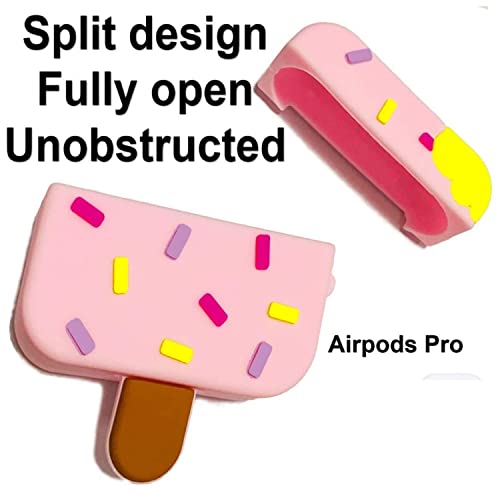 Image of Prolet New Cute 3D Cartoon Design Cases Compatible with Airpods Pro Case Cover, 360 Full-Body Protective Case Shockproof Skin Cover-Ice Cream Pink