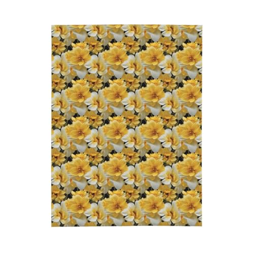 Couverture fleurie jaune grand format pour lit et canapé - 3