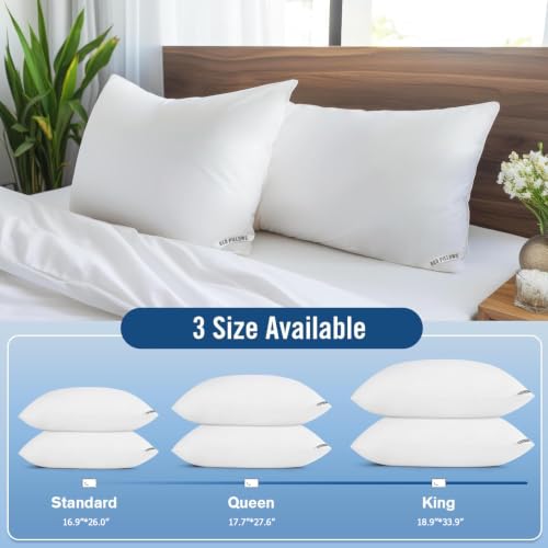 Image of Piwaal Luxury Hotel Pillows for Sleeping 20 Pack,Bed Pillows Standard Size Set of 2,Down Alternative Filling,Pillows for Back,Stomach and Side Sleepers