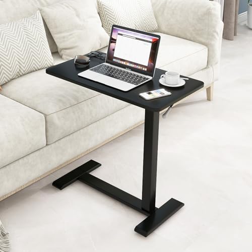 PUNCIA Laptoptisch höhenverstellbar 66-100cm drehbarer Laptopständer mit Rollen mobiles Stehpult Überbett-Tisch ergonomisch Steh-Sitztisch Präsentationswagen für Bett Sofa Büro Office Schwarz