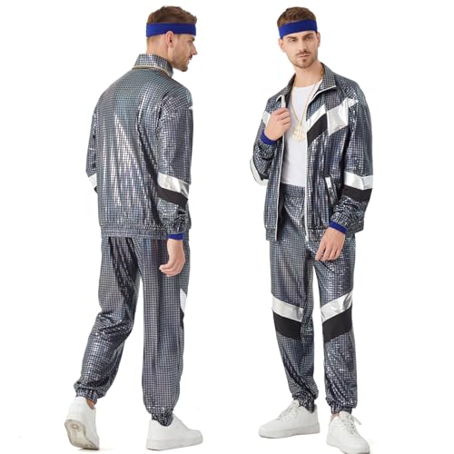 80er Jahre Outfit für Herren 80s Jogginganzug Herren Trainingsanzug 70er Disco Kostüm 80er 90er Jahre Männer Kostüm