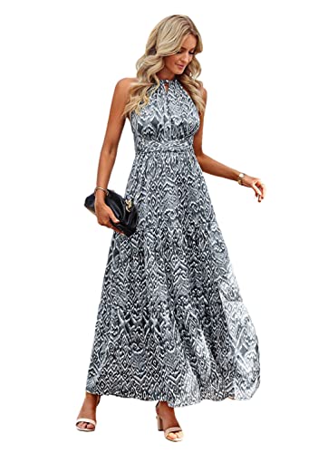 Robe longue bohème dos nu à volants pour un confort fluide S