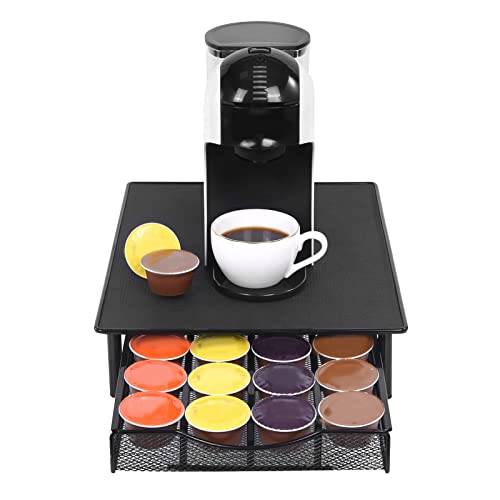 Tiroir de rangement pour dosettes de café 36 capsules support machine fer noir