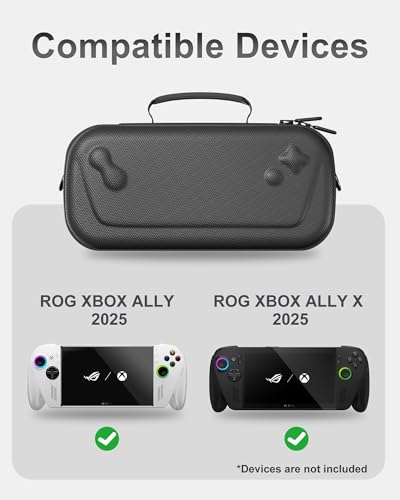 Étui console ASUS ROG Ally ProCase rigide noir avec étuis cartes et câbles