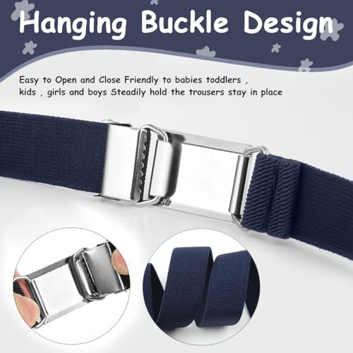 Image of GUSTAVE 2pcs Belt for Kids, Stretchy Kids Belt for Boys Girls, Fashion Adjustable Waist Belts, Elastic Silver Buckle Child Toddler Belts