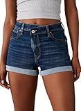 Sidefeel Women's Jean Shorts High Waisted Stretchy Casual Denim Shorts Size 10 Bluing
