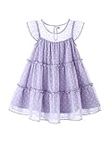 Toddler Baby Girl Dresses Ruffle Sleeve Swiss Dot Mesh A Line Dress for 2-3T Girls Purple