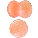 Body Candy 00 Gauge SemiPrecious Peach Jade Double Flare Stone Ear Gauge Plug (1 Piece)