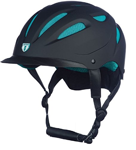 Tipperary Sportage Hybrid Western Riding Helmet Low Profile Horse Safety Black and Teal (Medium)