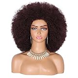 Kalyss 16' Women's Long Afro Wigs for Black Women 70's Afro Kinky Curly Black Cherry Wigs Large Bouncy and Soft Natural Looking Premium Synthetic Big Afro Wig