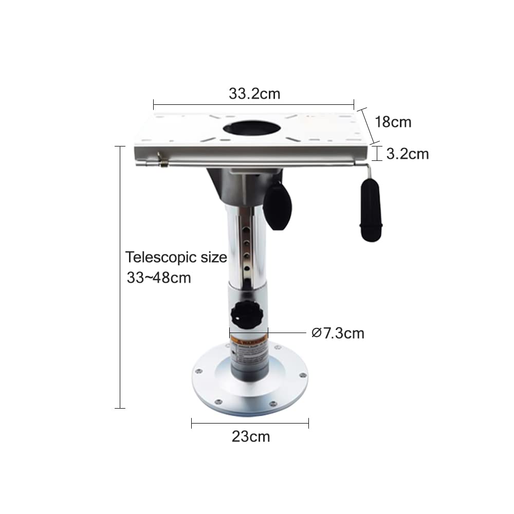 Piedistallo per Sedile per Barca, Altezza Regolabile da 33 Cm a 48 Cm, Base di Montaggio Girevole per Sedile per Barca con Supporto per Sedile Standard
