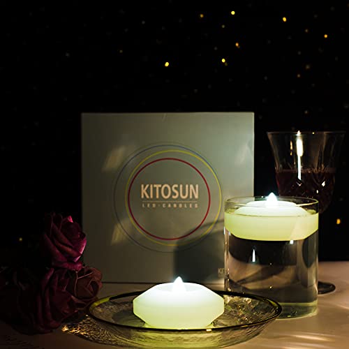 Image of Floating Candles 3 inch Flicker Wax LED Floating Candles Flameless Batteries Tea Lights Water Activated for Home Wedding Party Centerpiece Vases Outdoor Swimming Pool Pond Decor (White, 8 Pack)
