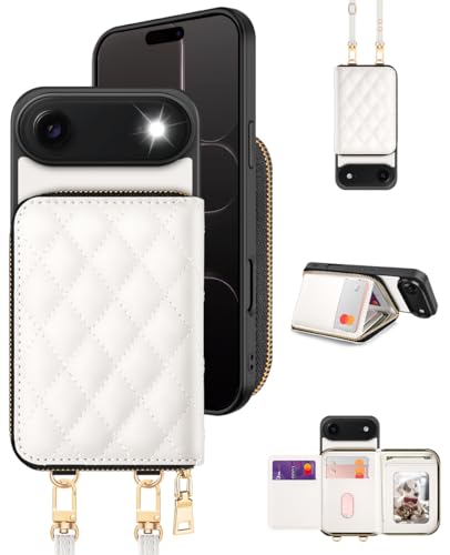 Coque Portefeuille iPhone Air OCASE en Cuir Blanc avec Porte-Cartes RFID