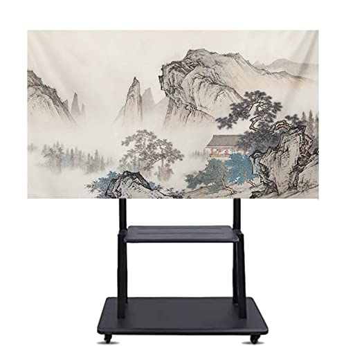 QYQS Protections éCrans TV, Tissu Satiné pour TV Intérieur Anti-poussière, écran LCD/LED/HD étanche, Décoration Lumineuse pour La Maison, Style Rétro(Size:55inch/130X78cm,Color:ZH3-1) Cover