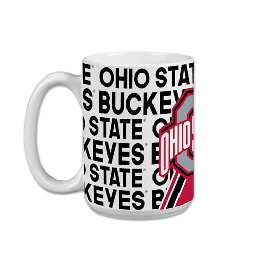 Rico Industries NCAA Ohio State Buckeyes 15 oz White Ceramic Mug
