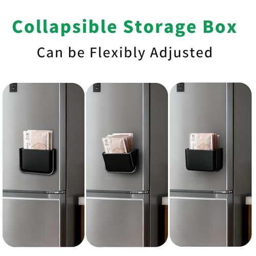 FRETONBA Magnetischer Stiftehalter Faltbarer, Magnetisch Marker Organizer, Magnet Ablage Whiteboard Stifthalter, Markerhalterung für Kühlschrank, Schließfach, Schwarz