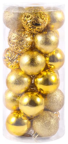 Gold Christmas Balls Ornaments - 24Pcs Gold Christmas Decorations Balls, 2.36 Inch Shatterproof Christmas Balls For Christmas Trees, Hanging Tree Ornaments For Christmas #TOP7