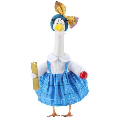 EKOREST Back to School Porch Goose Outfits for 23 Inch Statue Teacher Costume for Cement Statue Duck Sculpture Clothes for Classroom Patio Decoration