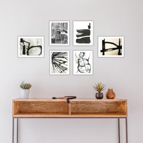 BRIGHTLANE Brushy Neutrals Artwork, Set of 6, 11x14 In Unframed Prints for Wall Decor, Wall Decor for Office & Home Decor, Wall Art Prints for Gallery Wall, Waterproof Ink, Wrinkle Resistant
