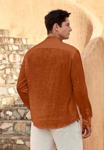 Image of Zombom Men's Solid Cotton Polyester Blend Straight Kurta Shirt, Regular Fit Full Sleeve Short Kurta Shirt