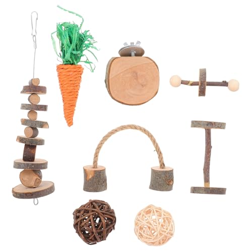 Abaodam 8個 木製 ローラー おもちゃ ウサギ ペット ハムスター 噛む ウサギ用 インタラクティブ チューワー 小さい 動物 ウサ