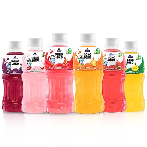 Image of Sapphire Poko Loko Assorted Flavoured Fruit Juice Drink with Nata De Coco | Refreshing Fruit Drink filled with Natural Fruit Fibres, 300ml (Pack of 6)
