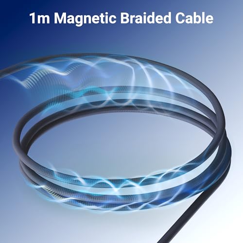Image of Zebronics Type C - Type C Magnetic Braided Cable, 60 Watts, Upto 480Mbps Data Sync, Fast Charging, 1 M, Compatible with iPhone 15 & 16 Series, iPad, MacBook, Samsung, Android (Wattz 60MCC1, Dark Blue)