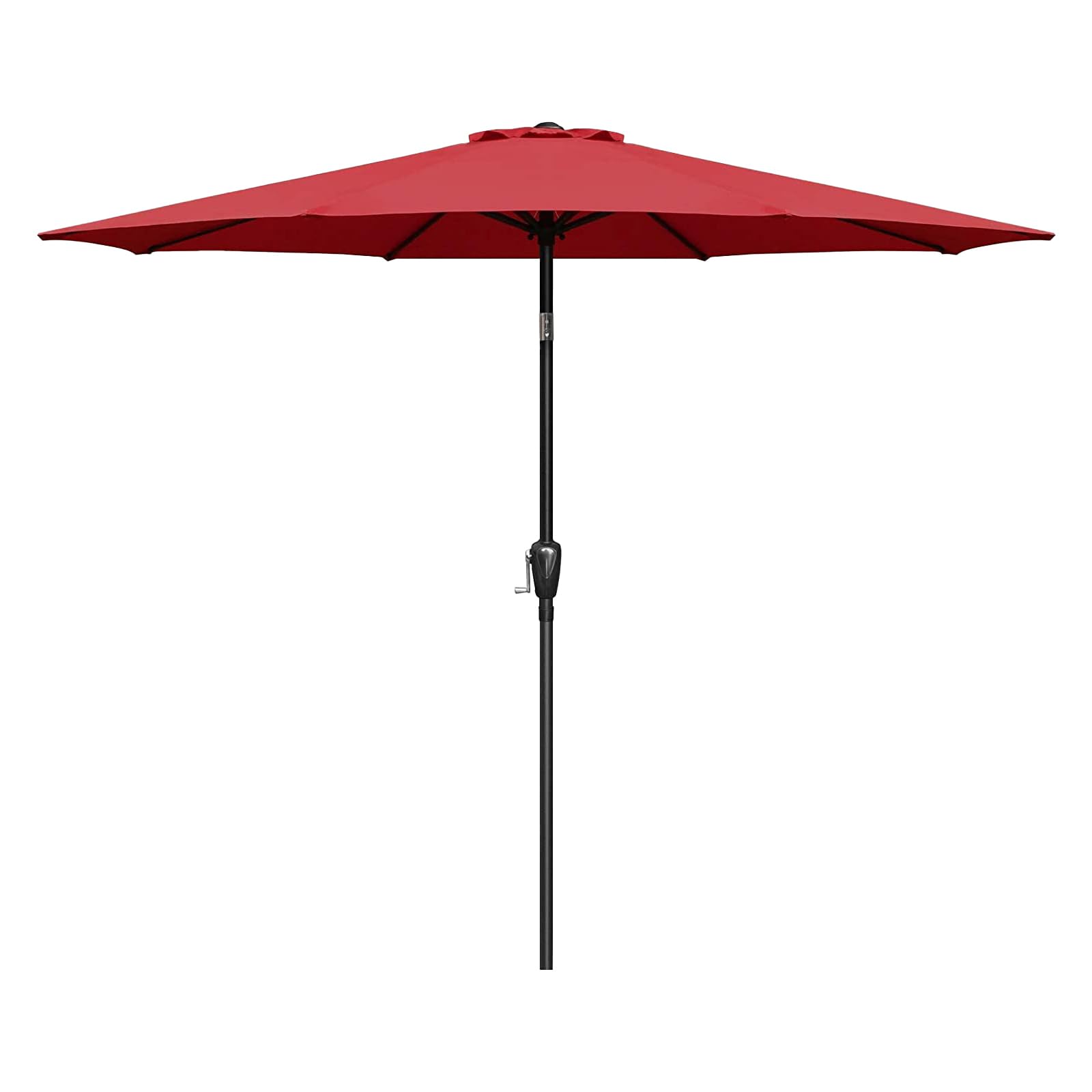 Simple Deluxe 9ft Outdoor Market Table Patio Umbrella with Button Tilt, Crank and 8 Sturdy Ribs for Garden, Deck, Lawn, Backyard & Pool, Red