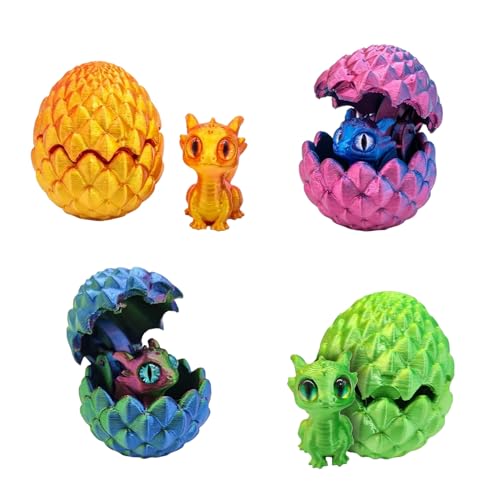 KbouZgxa 3D Drache im Ei Fantasievolle Dracheneier 4 Stück 3D Drachen Spielzeug 3D Drachen im Ei für Rollenspiele und Dekoration 4.5x4.1cm Größe mit Drachenfigur