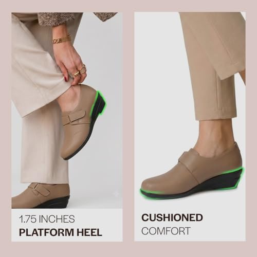Image of FAUSTO Women's Outdoor Fashion Hook and Loop Platform Heel Wedges