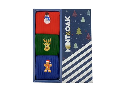 Image of Mint & Oak Long Socks For Men, Soft Cotton Calf Length Socks, Colorful Sock Gift For Men, Full Length & Odour Free, Funky Socks - Gift Box of 3