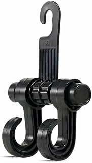 PARES.- Double Headrest Hook - 1 Piece = 2 Hooks + Handle - Car Seat Holder for Bag, Jacket, Purse, Grocery - Universal Non-slip Accessory