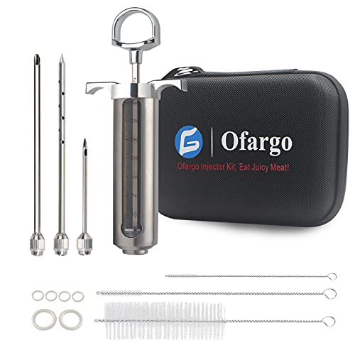 Ofargo Meat Injector Kit for Smoker with 3 Marinade Flavor BBQ Â Injector Syringe Needles, Injector Marinades for Meats, Turkey, Brisket; 2-oz; Paper and E-Book (PDF) User Manual Included