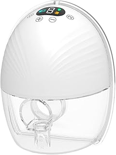 HUIOP Bomba tira leite portátil vestível, mãos livres, elétrica, para amamentação, 3 modos, 9 níveis de sucção, tela LED, botão de controle de toque, baixo ruído com coletor de leite de 150 ml, capa d