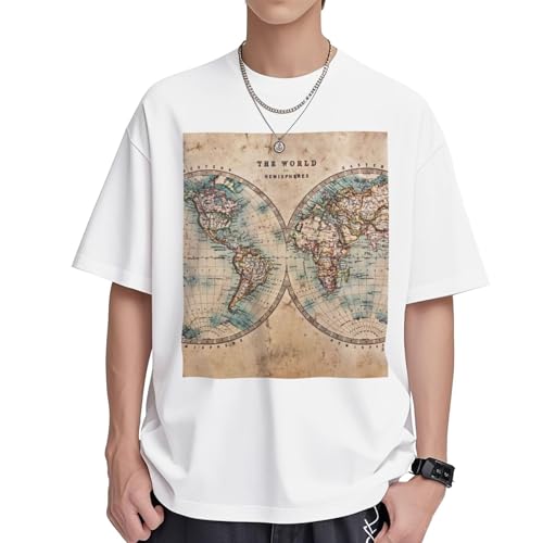 T-shirt imprimé monde en coton femme col rond contre la chaleur